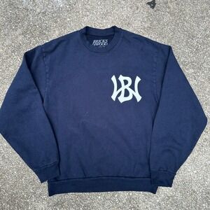 Bricks & Wood Navy Blue Logo Crewneck Sweatshirt South Central Company Small